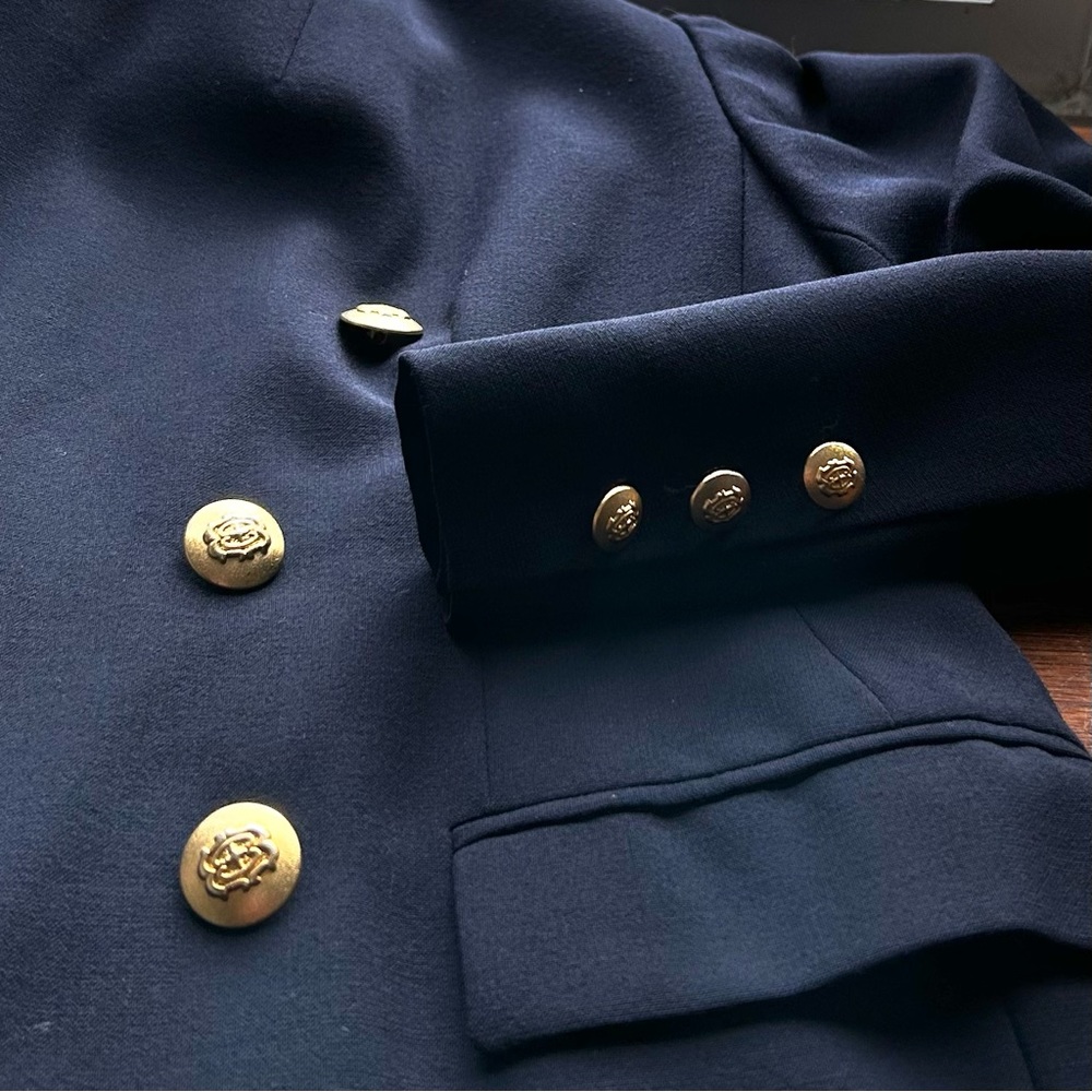St. Michael Vintage Wool Navy Double Breasted Blazer